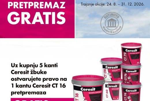 Akcija CERESIT fasade 5+1 gratis
